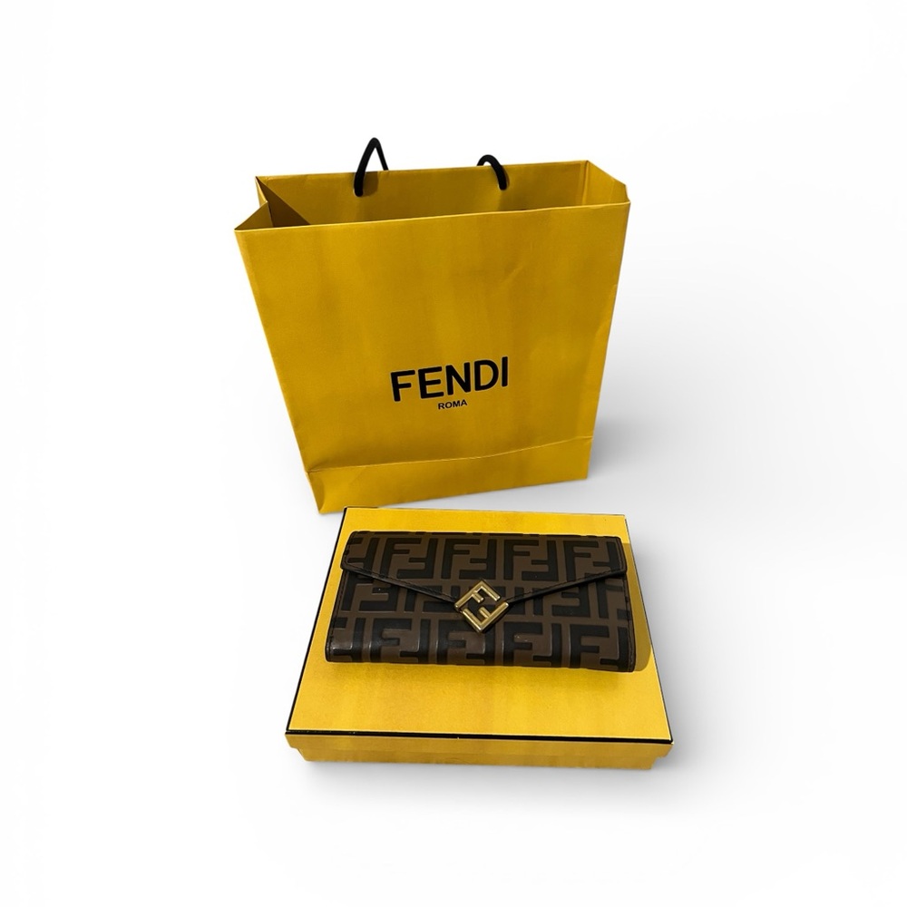 Fendi Black and Brown Logo Clutch